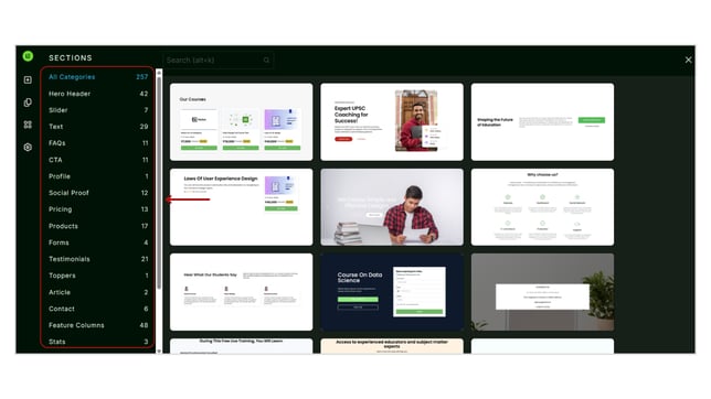 Section Template Overview step 2