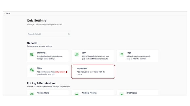 Add the author/instructor for your Mock test step 2