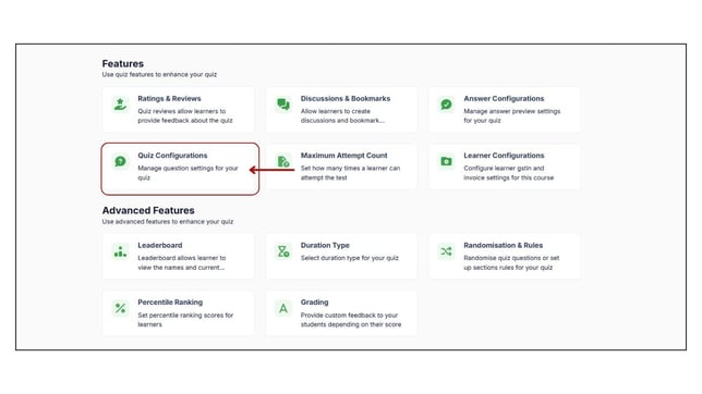 Set up the quiz configurations for mock test step 2