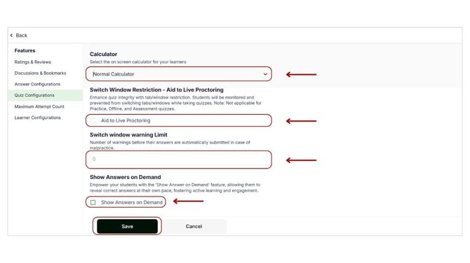 Set up the quiz configurations for mock test step 4