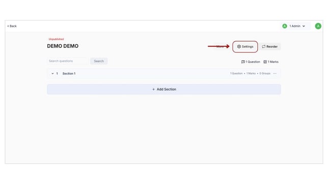 Set up the quiz configurations for mock test step 1
