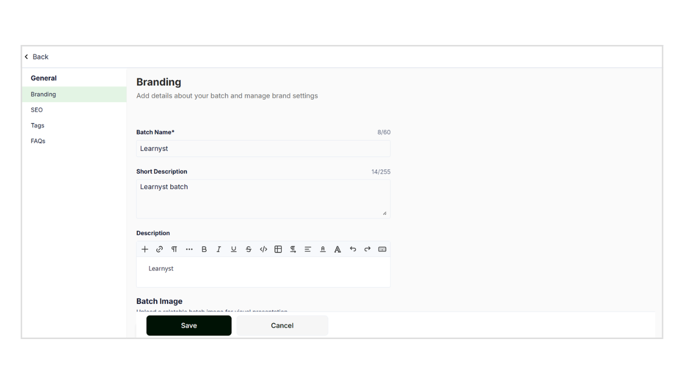 Add branding details for Batch
