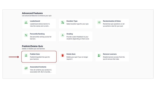 Unpublish the Mock test step 2