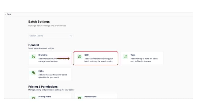 Add SEO details to the Batch step 2