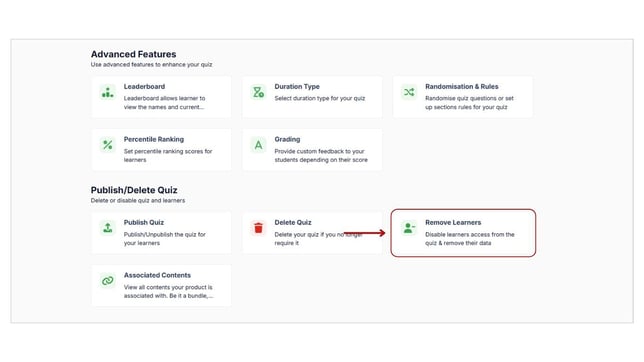 Remove learners from the Mock test step 2