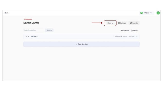 Export Mock test's questions and answers step 1