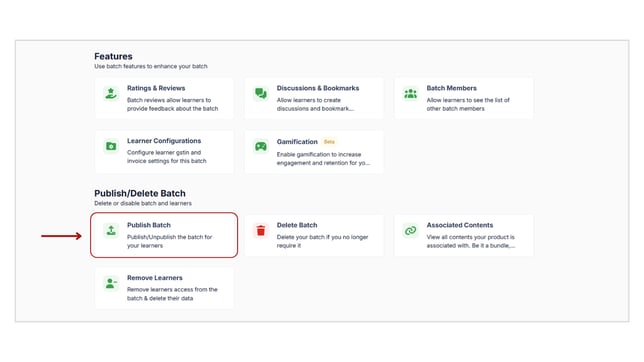 Unpublish the Batch step 2