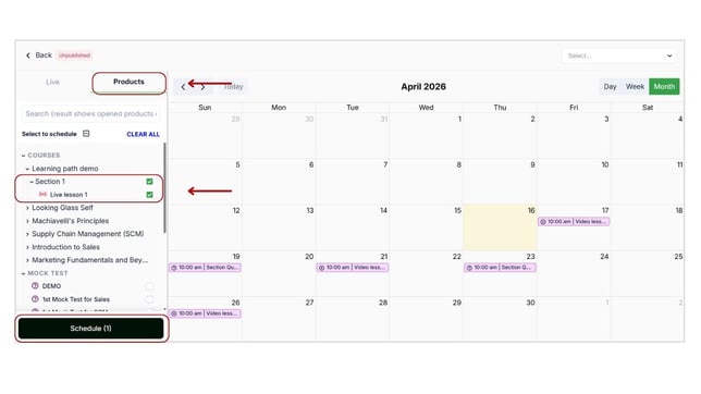 Schedule product inside the Batch step 2