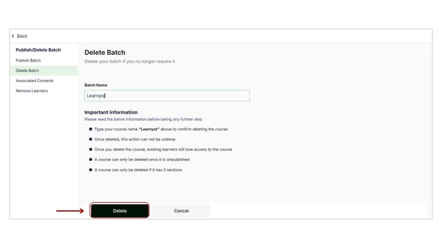Delete a batch step 3