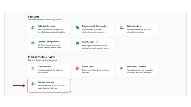 Remove learners from the batch step 2