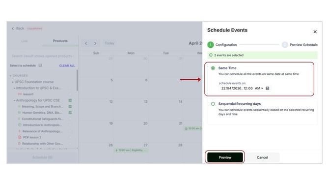 Schedule product inside the Batch step 3