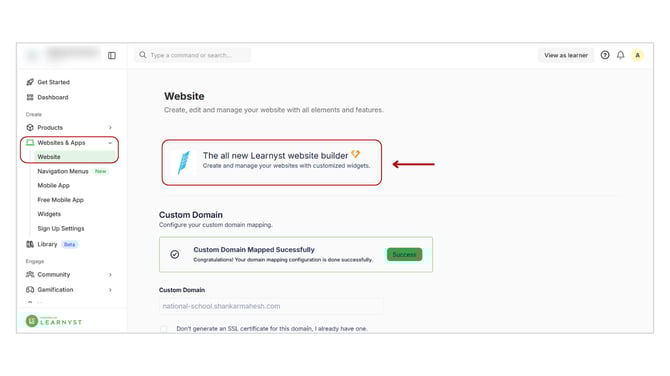 Adding Sections to the Website Page step 1