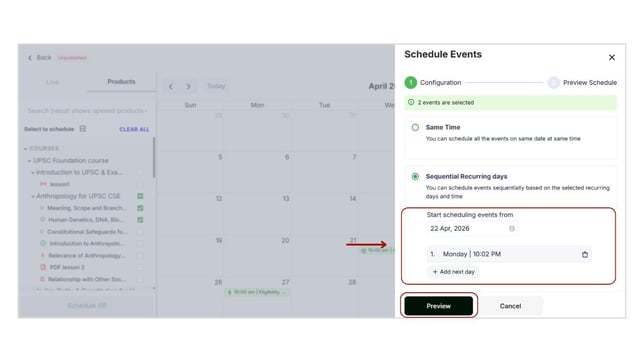 Schedule product inside the Batch step 4