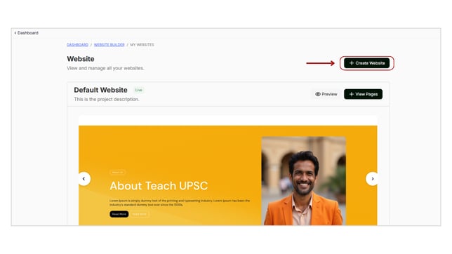 Create A New Website step 2