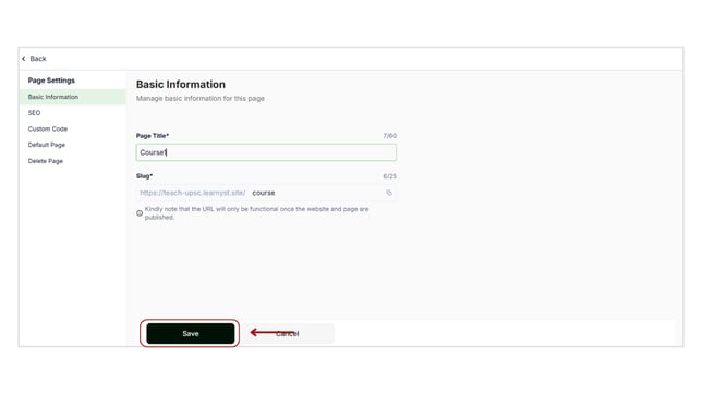 Create A New Website step 7