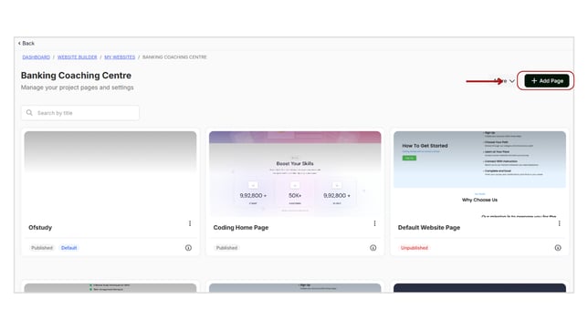 Website Page Template Overview step 1