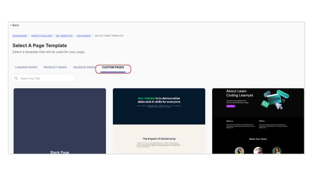 Website Page Te5mplate Overview step 