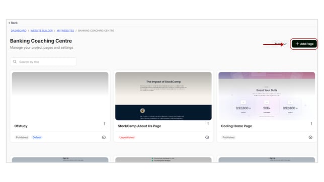Adding a New Page to Website step 1