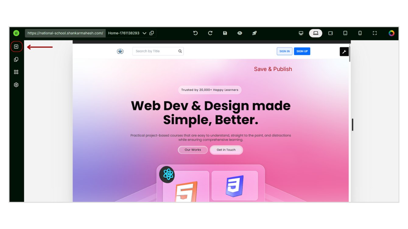 Adding Sections to the Website Page
