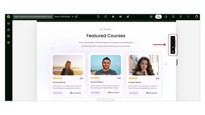 Adding Sections to the Website Page step 6