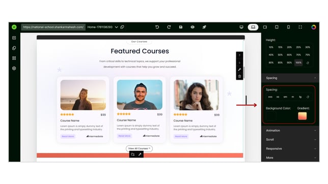 Adding Sections to the Website Page step 8