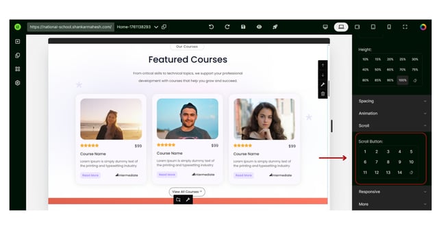 Adding Sections to the Website Page step 9