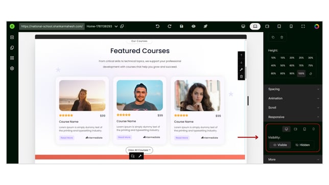 Adding Sections to the Website Page step 10
