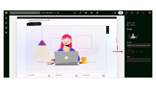 Adding an Image and modifying the Image Settings in Website step 2