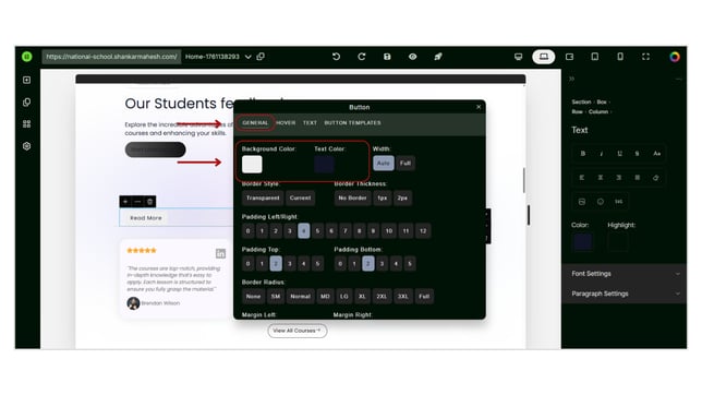 Adding a Button to the Website page step 4
