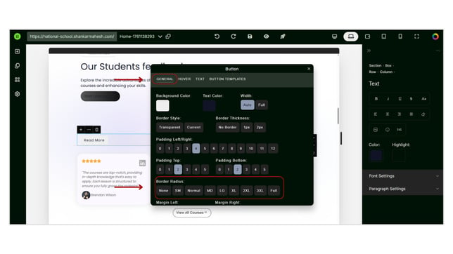 Adding a Button to the Website page step 6