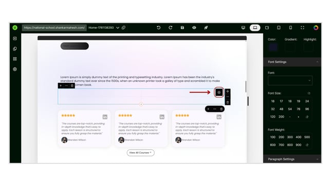 Adding and Customizing a Table into the Website Page step 2