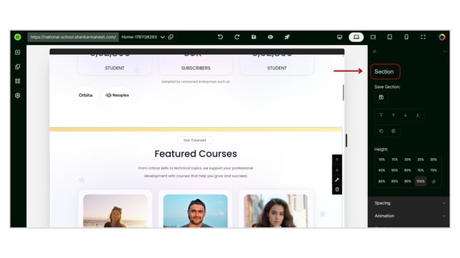 Section Template Overview step 3