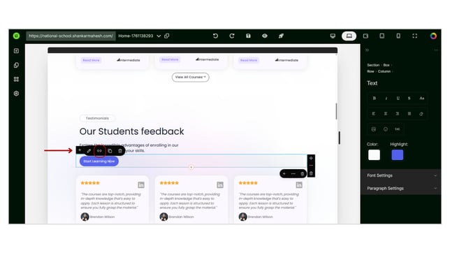 Adding a Link to a Button in Website step 1