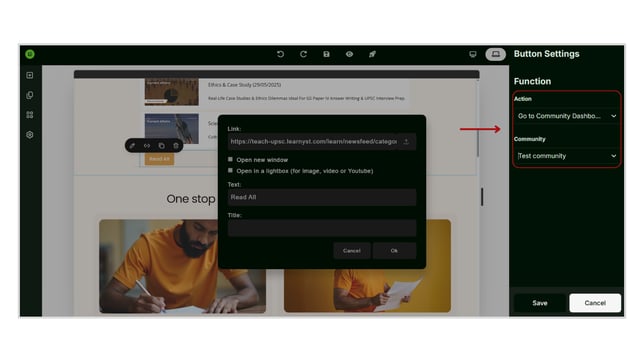 Adding a Link to a Button in Website step 5