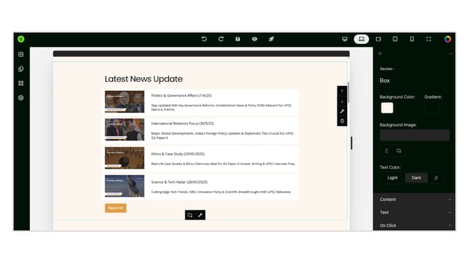 Box Settings in Website Builder step 1
