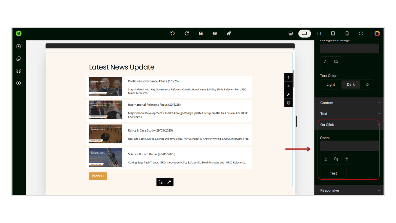 Box Settings in Website Builder