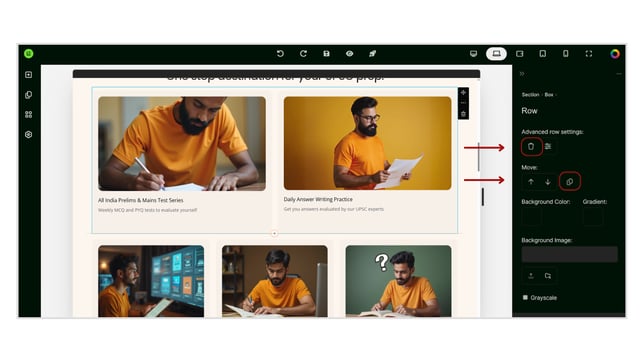 Exploring the various Containers of Website Builder step 2