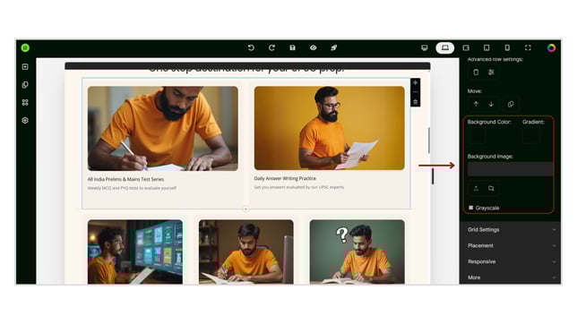 Exploring the various Containers of Website Builder step 3