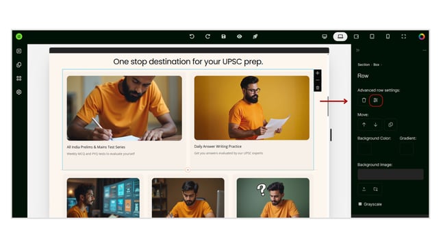 Exploring the various Containers of Website Builder step 6