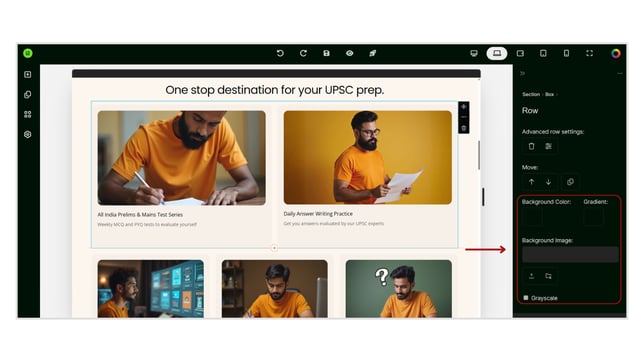 Exploring the various Containers of Website Builder step 7