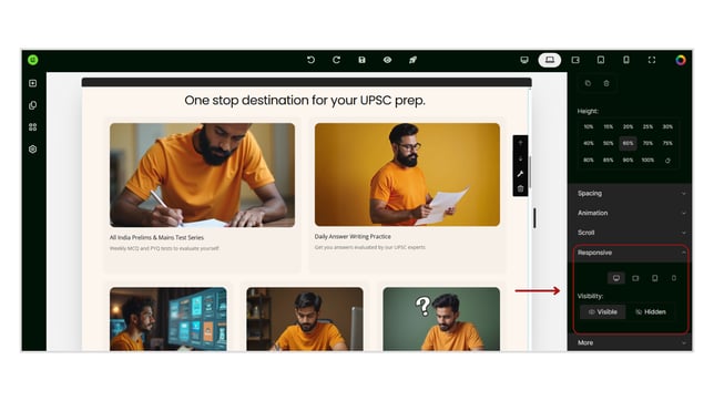Exploring the various Containers of Website Builder step 9