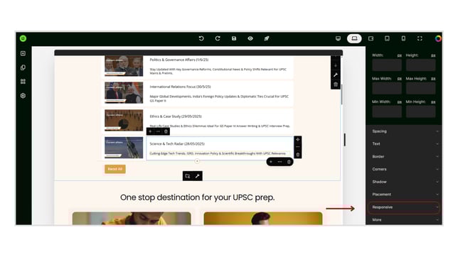 Show or Hide any Element on the Website Page for a certain Screen Size step 2