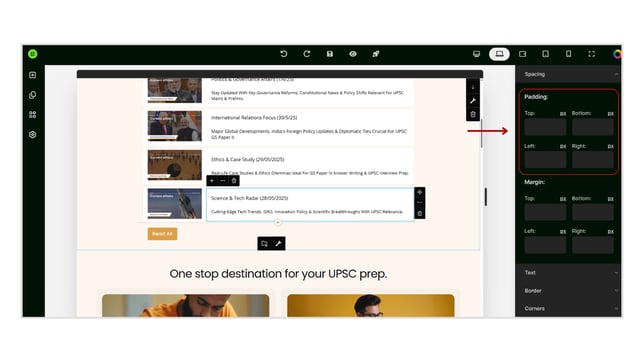 Advanced Settings of a Column in Website Builder step 3