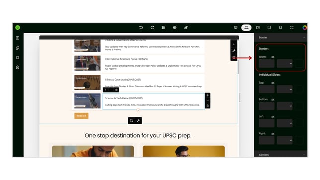 Advanced Settings of a Column in Website Builder step 4