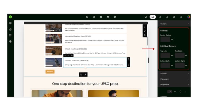 Advanced Settings of a Column in Website Builder step 5
