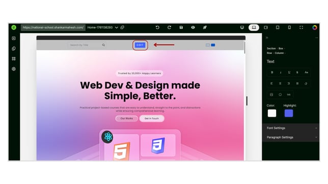 Adding a Navbar to a Website Page step 2