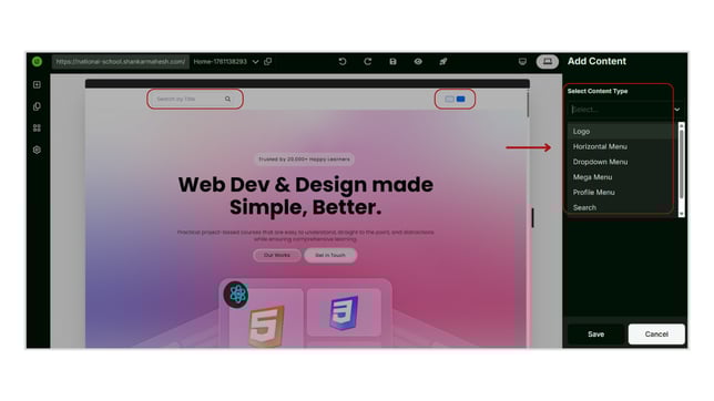 Adding a Navbar to a Website Page step 4