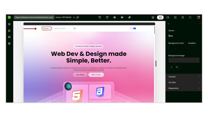 Adding a Navigation Menu to the Navbar or Footer of a Website Page step 4
