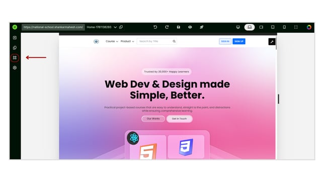 Adding a Footer to the Website Page step 1