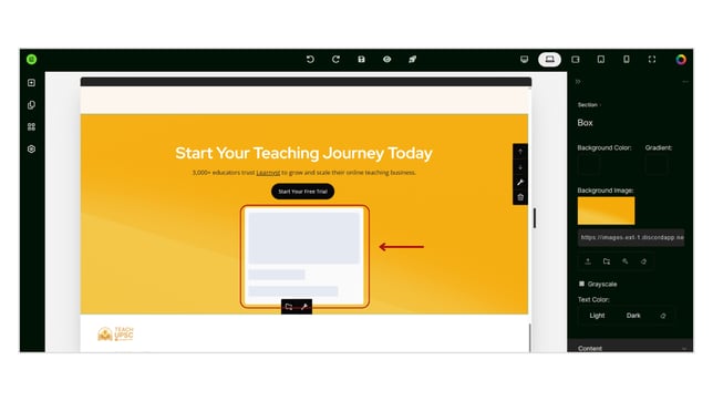 Adding a sales card widget to the website page step 3